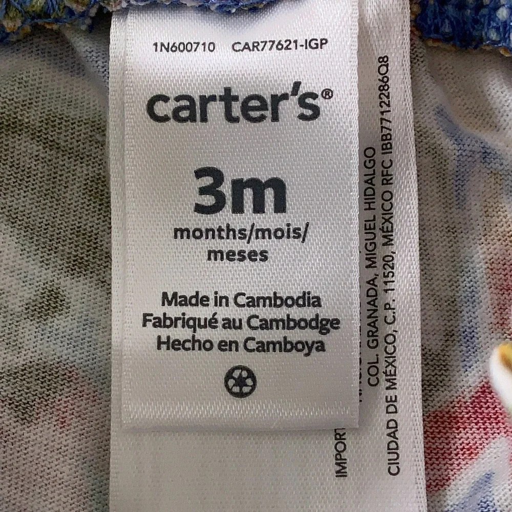 Carter's‎ Baby Girl Size 3 Months Colorful Printed 3 Piece Bodysuit Pant Set NWT